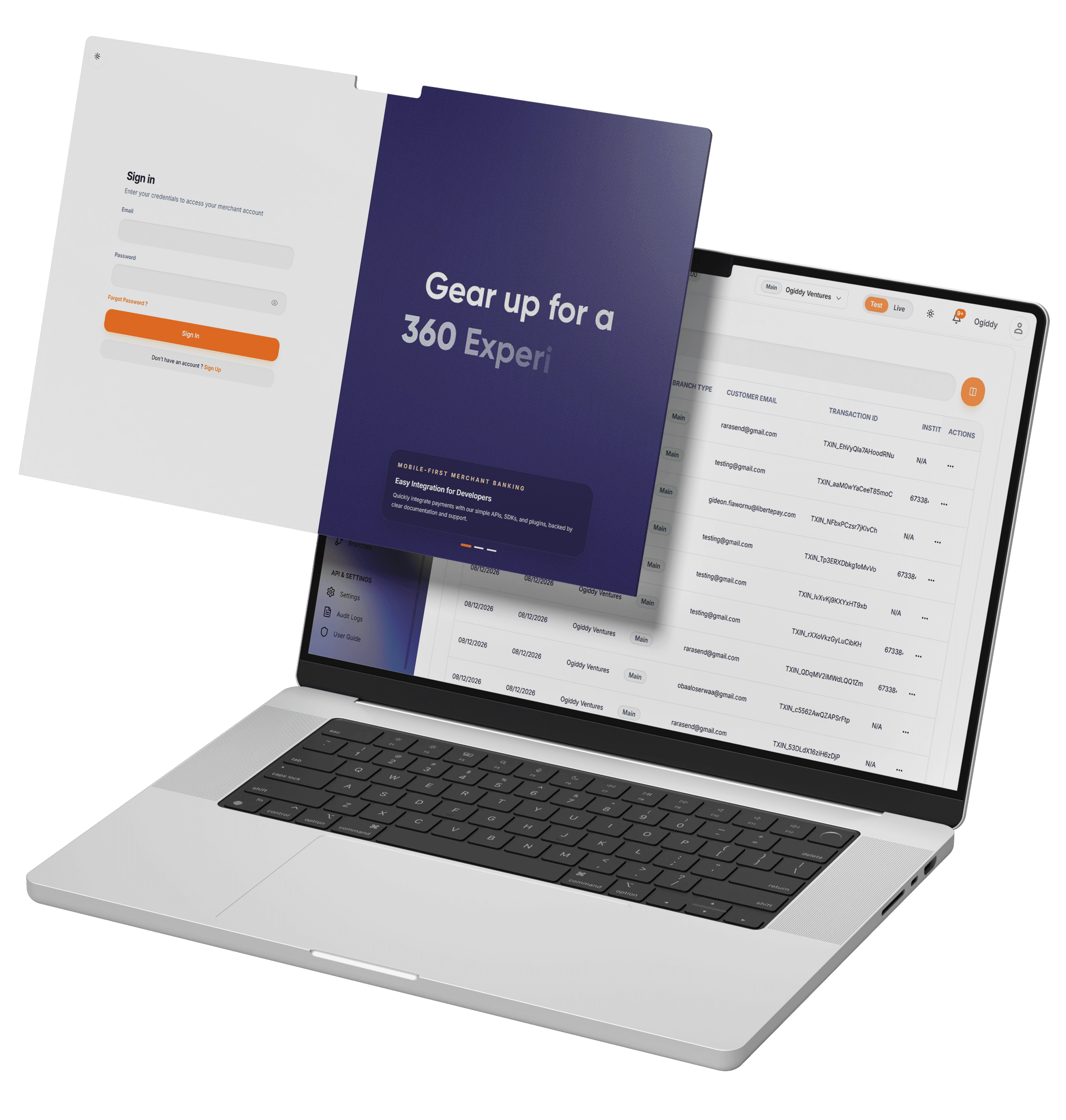 360Pay merchant web app dashboard